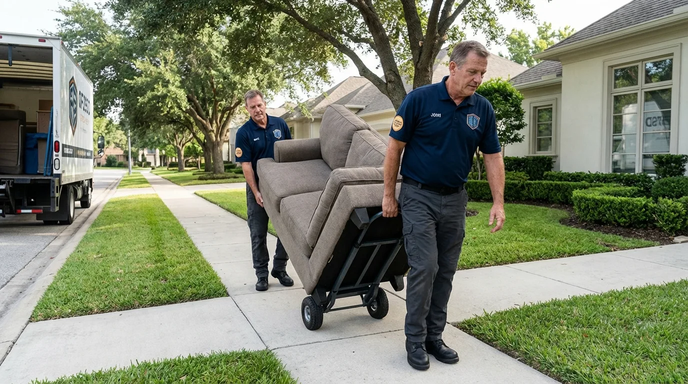 Local residential moving crew loading furniture in Montague, MA